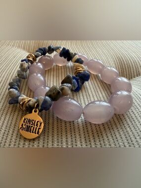2 pc: Kinsley Armelle Blue Soladite & unbranded Lavender stone Stretch Bracelets